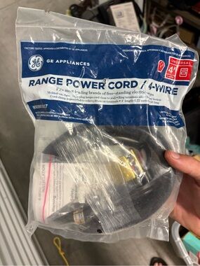 GE Range Power Cord 4-Wire 4 ft Black 125/250V Electric Oven/Stove WX09X10037
